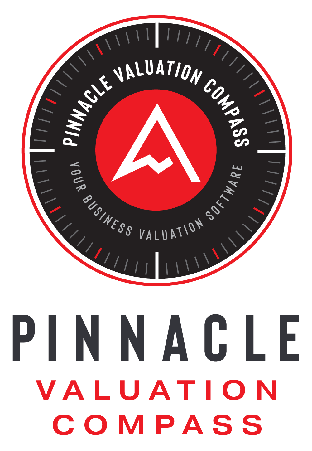 pinnacle-valuation-compass-Valuation Compass-v2 Pinnacle Valuation Compass logo symbol. red circle with mountain peak icon